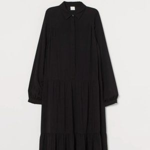 H&M Collared Minimal Black Tiered Dress